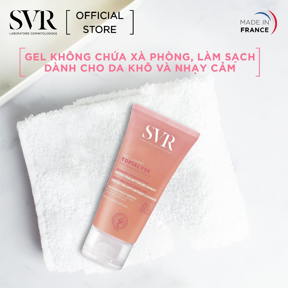 Gel Rửa Mặt SVR Làm Sạch Da Không Chứa Xà Phòng