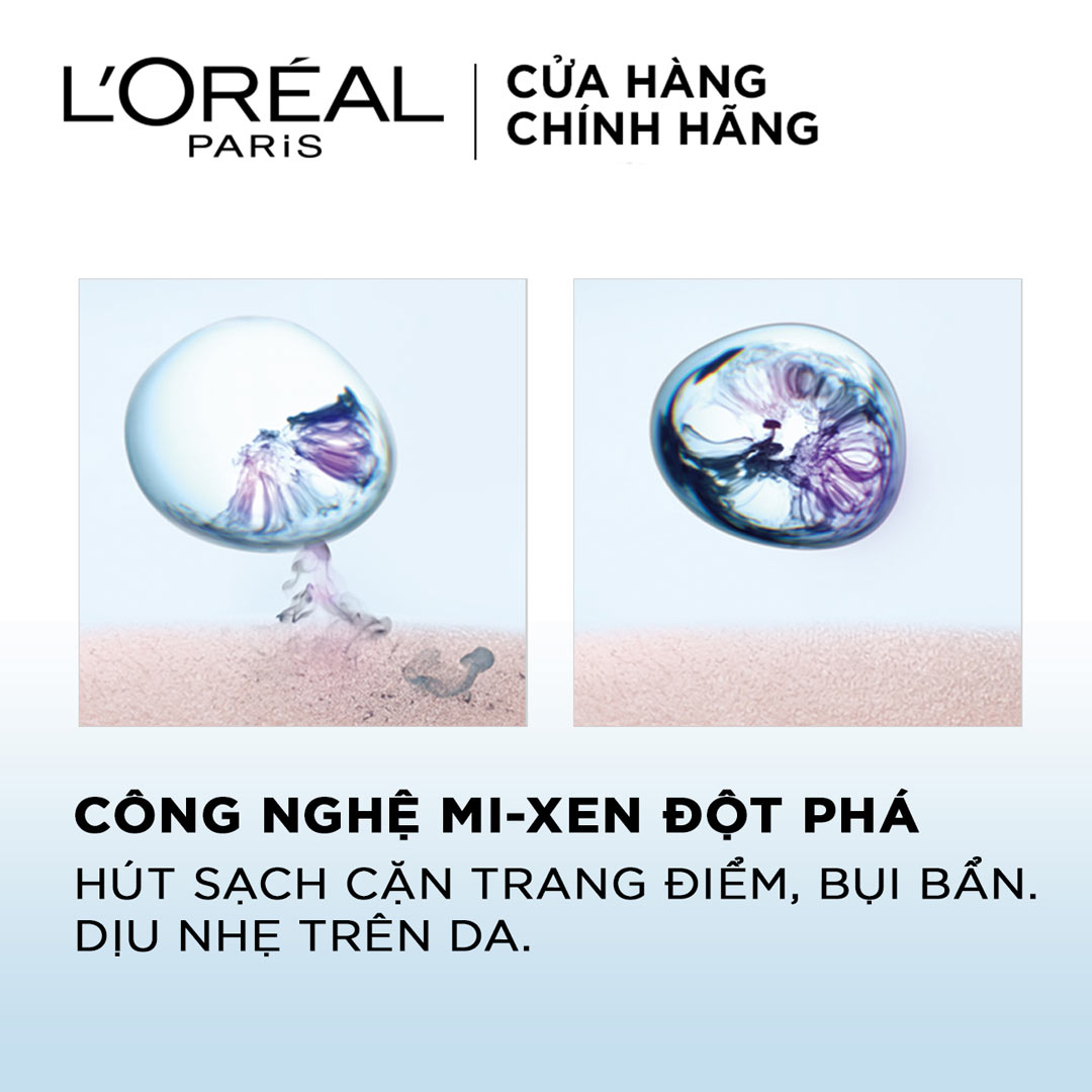 Nước Tẩy Trang L'Oreal Micellar Water 3-In-1 ứng dụng công nghệ Micellar mới chứa các phân tử mi-xen độc đáo hoạt động như một thỏi nam châm giúp loại bỏ hoàn toàn bụi bẩn và lớp trang điểm