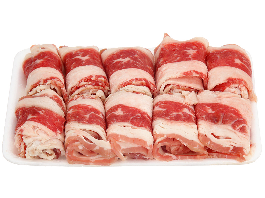 Thịt ba chỉ bò Mỹ cắt cuộn Orifood khay 300g 11
